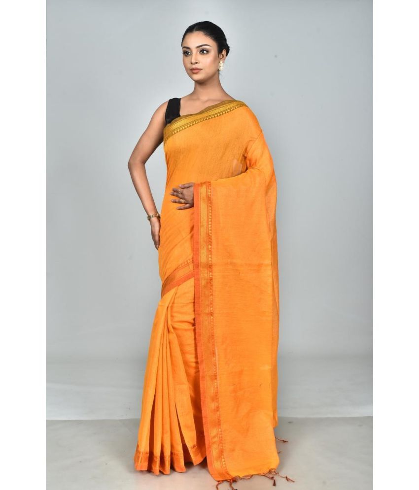     			SARADA HANDLOOM Cotton Woven Saree With Blouse Piece ( Yellow , Pack of 1 )