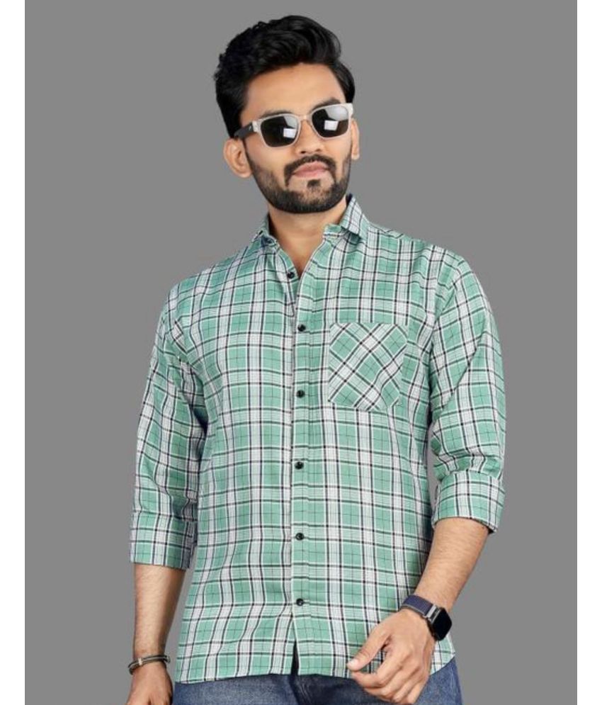     			STITCHCRAFTSTYLE Cotton Blend Regular Fit Checks Full Sleeves Men's Casual Shirt - Light Green ( Pack of 1 )