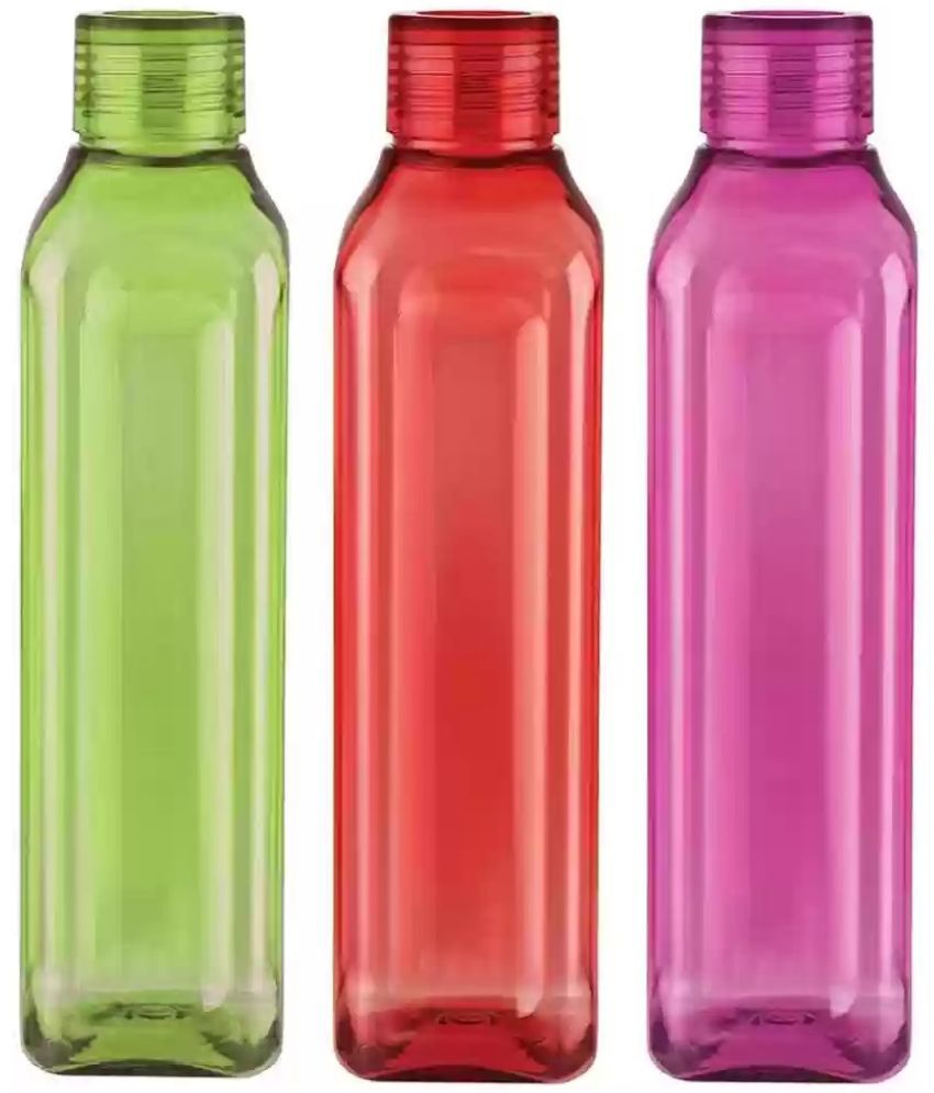     			Stysol Water Bottel Multicolour Plastic Water Bottle 1000 mL ( Set of 3 )