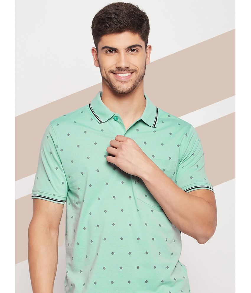     			UNIBERRY Pack of 1 Cotton Blend Regular Fit Printed Half Sleeves Men's Polo T Shirt ( Mint Green )