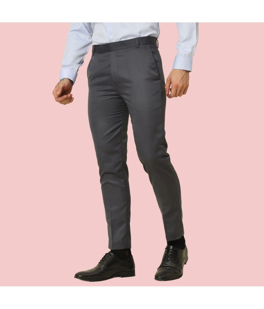     			ZEPPI Regular Flat Men's Formal Trouser - Dark Grey ( Pack of 1 )