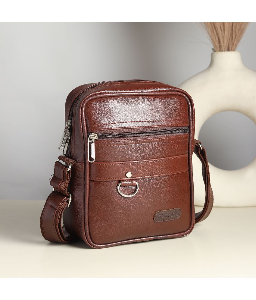     			samtroh Brown Solid Messenger Bag