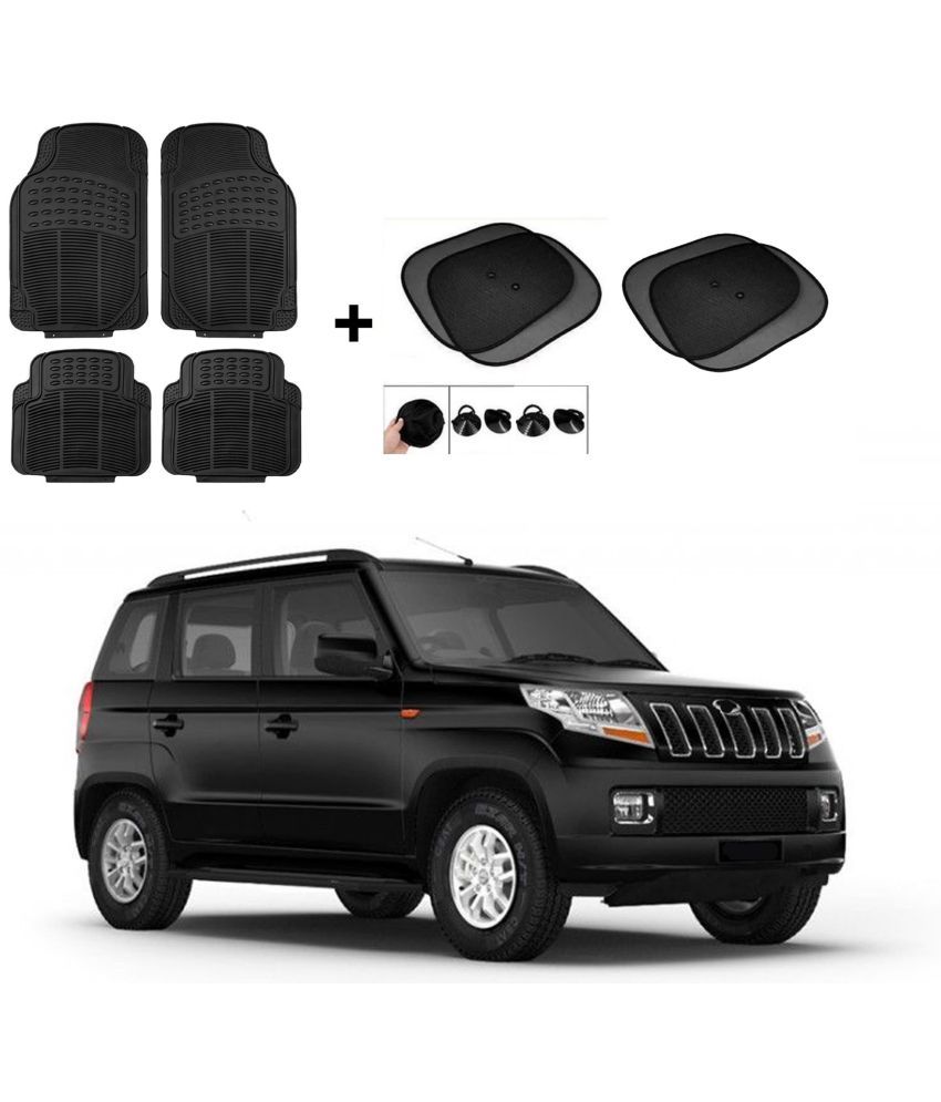     			ARLOOK Car Rubber Foot Mat (Set Of 4) + Sunshades (Set Of 4) For Mahindra TUV 300  (All Models)