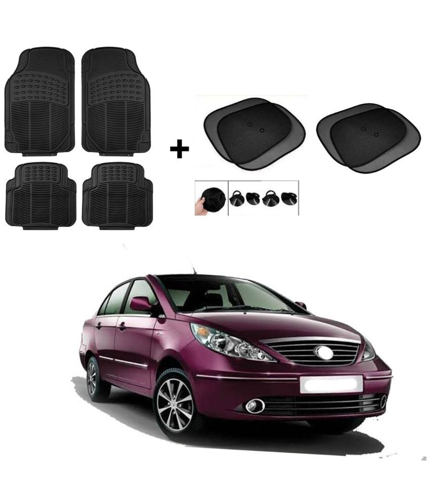     			ARLOOK Car Rubber Foot Mat (Set Of 4) + Sunshades (Set Of 4) For Tata Manza  (All Models)