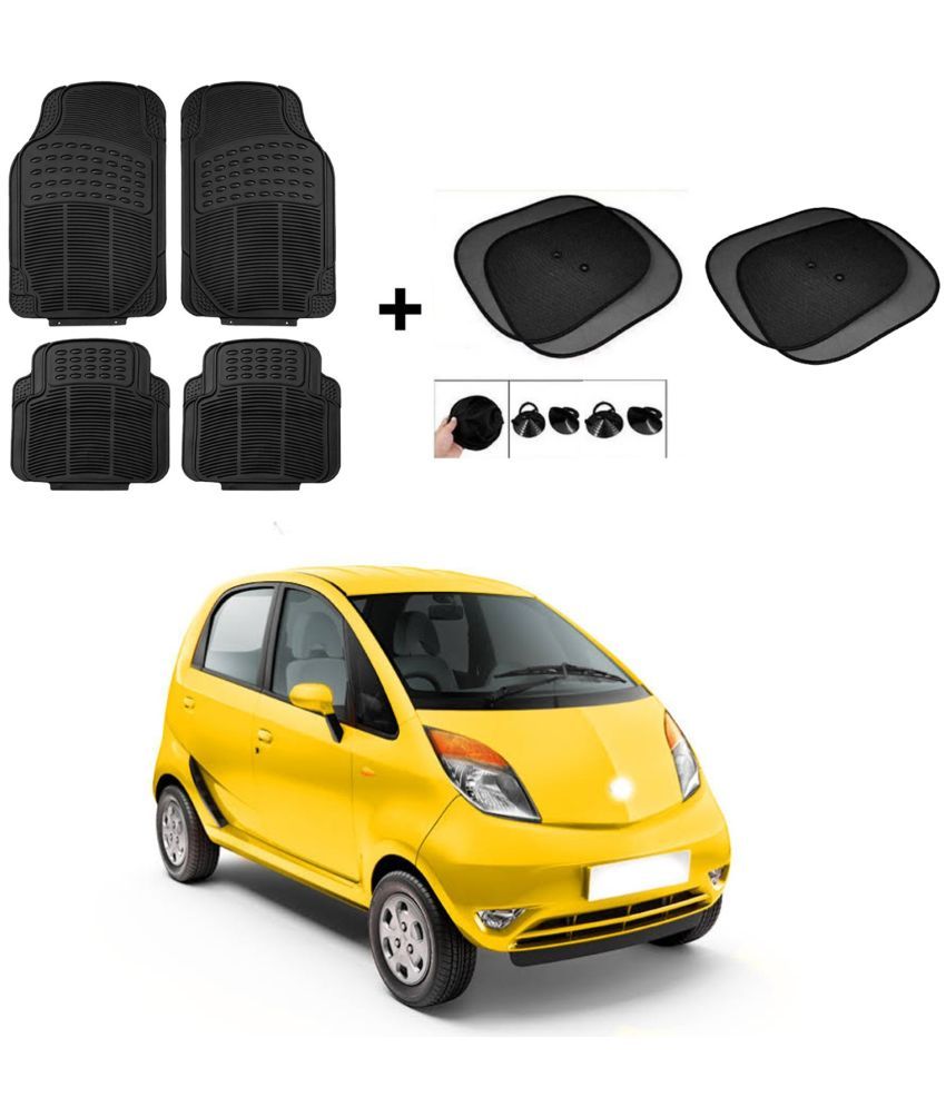     			ARLOOK Car Rubber Foot Mat (Set Of 4) + Sunshades (Set Of 4) For Tata Nano  (All Models)