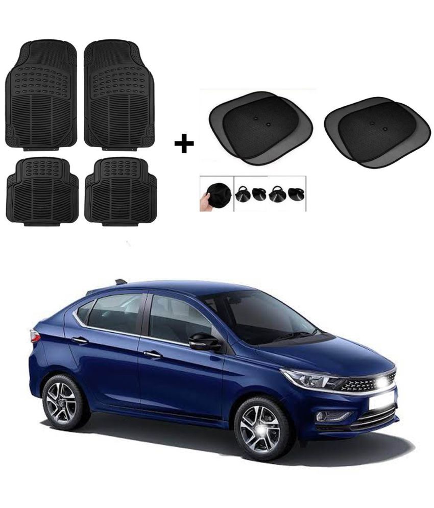     			ARLOOK Car Rubber Foot Mat (Set Of 4) + Sunshades (Set Of 4) For Tata Tigor  (All Models)