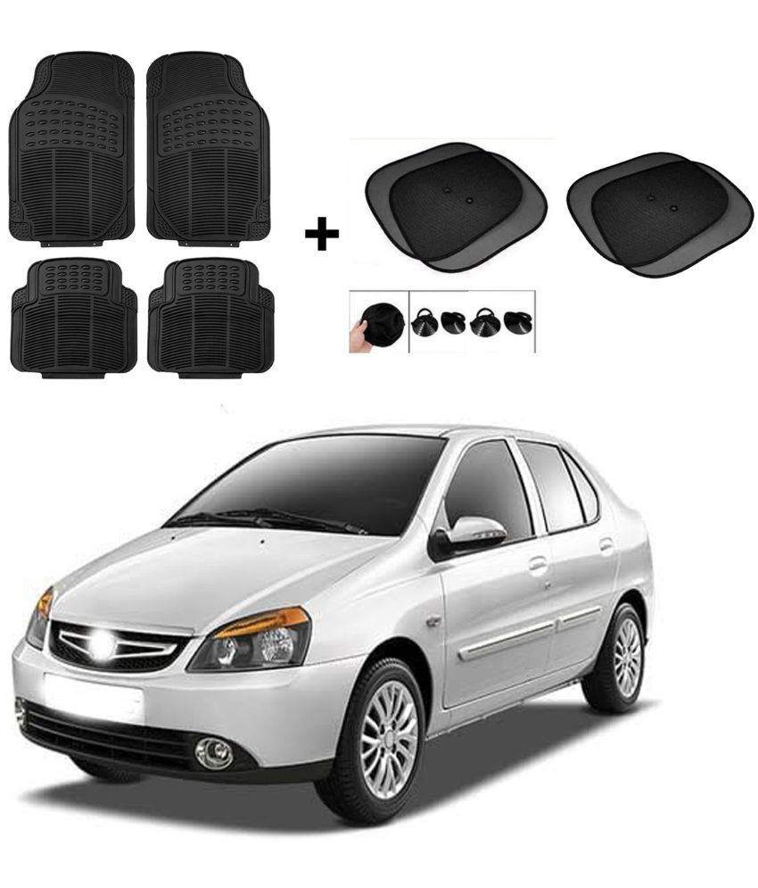     			ARLOOK Car Rubber Foot Mat (Set Of 4) + Sunshades (Set Of 4) For Tata Indica Cs  (All Models)