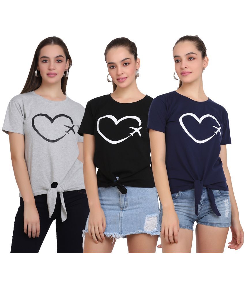     			CLOTHINA Pack of 3 Cotton Blend Women's T-Shirt ( Multicolor )