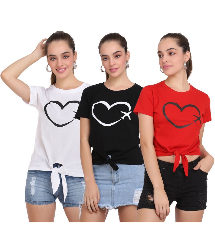     			CLOTHINA Pack of 3 Cotton Blend Women's T-Shirt ( Multicolor )