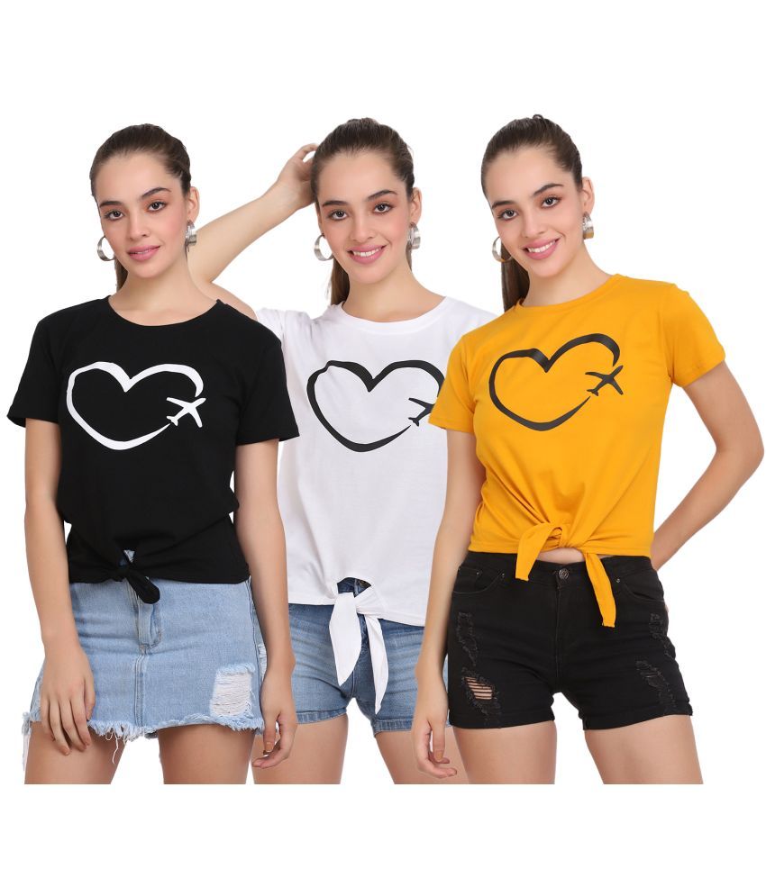     			CLOTHINA Pack of 3 Cotton Blend Women's T-Shirt ( Multicolor )