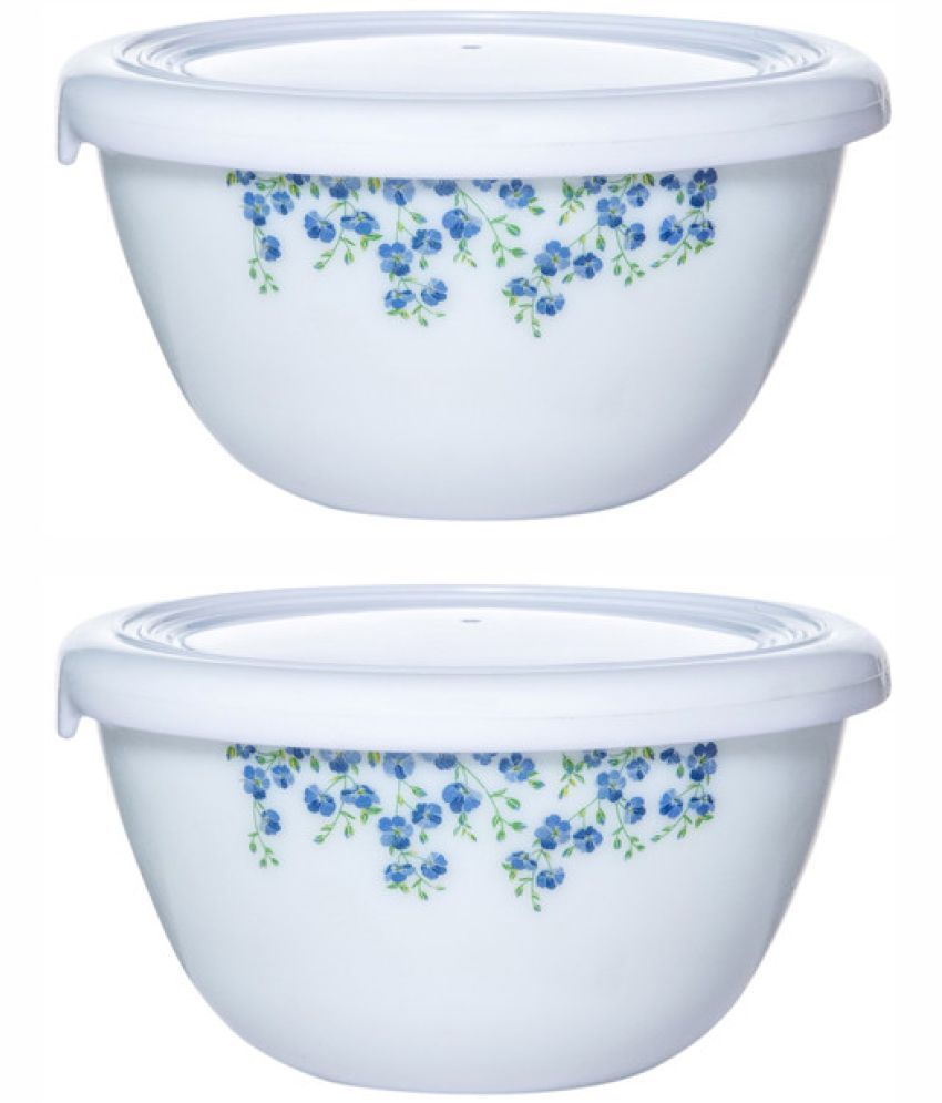     			Cello Mixing Bowl Small with Lid  Opal Printed Mixing Bowl 13.5 cm ( Set of 2 ) White