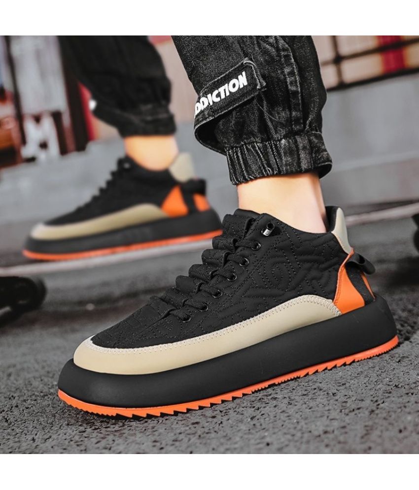     			HASTEN Black Casual Daily Sneakers Black Men's Lifestyle Shoes