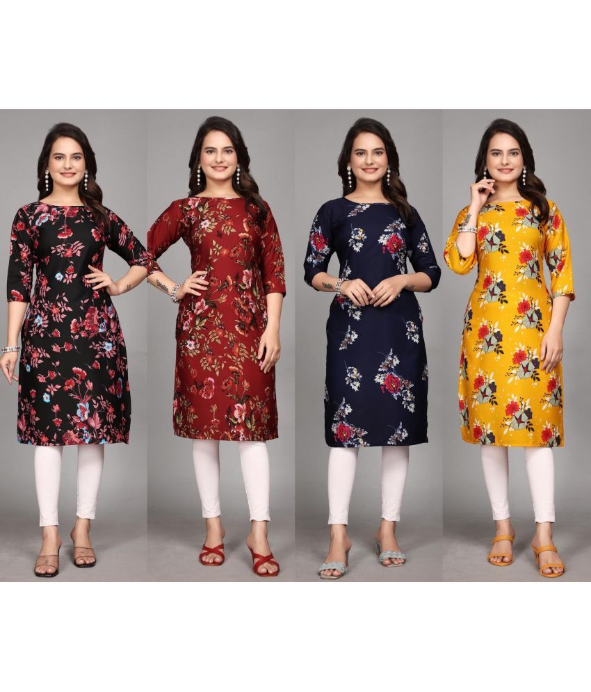     			KALAVRITTA Pack of 4 Crepe Printed Straight Women's Kurti - ( Multicolor )