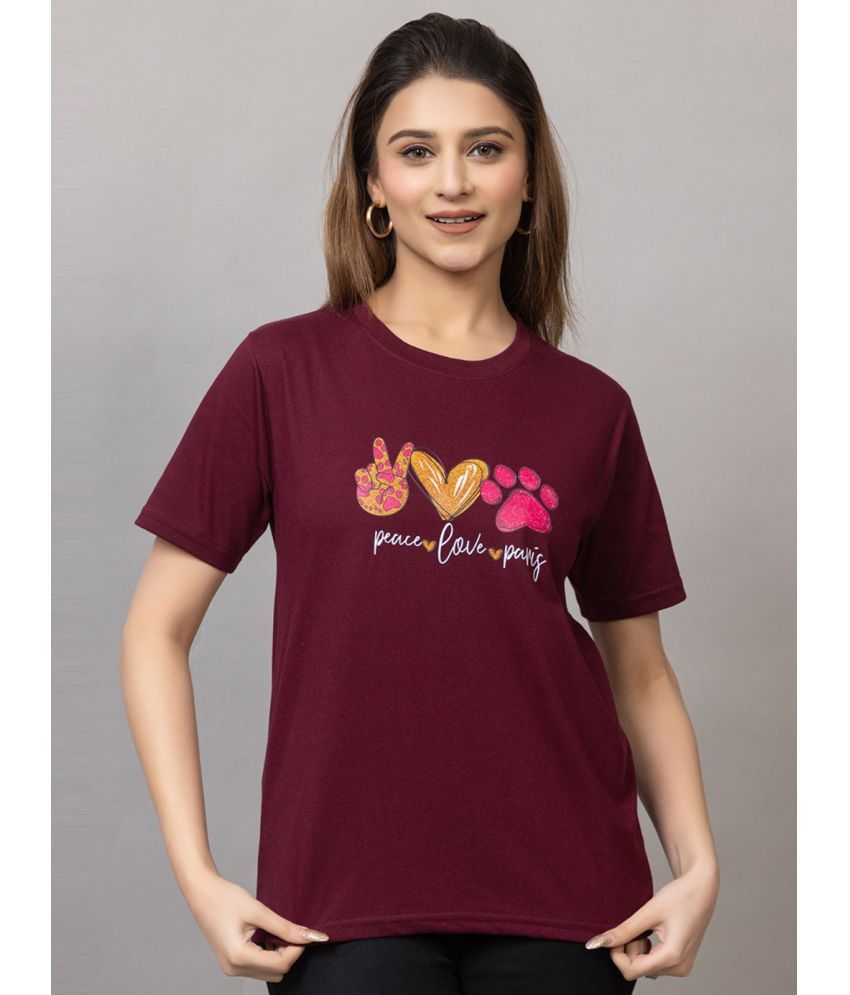     			MISDYNAMIC Pack of 1 Cotton Blend Women's T-Shirt ( Wine )