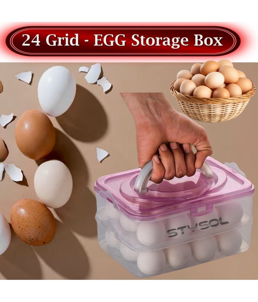     			Stysol Egg Box Plastic White Egg Container ( Set of 1 )