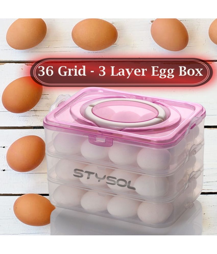     			Stysol Egg Box Plastic White Egg Container ( Set of 1 )