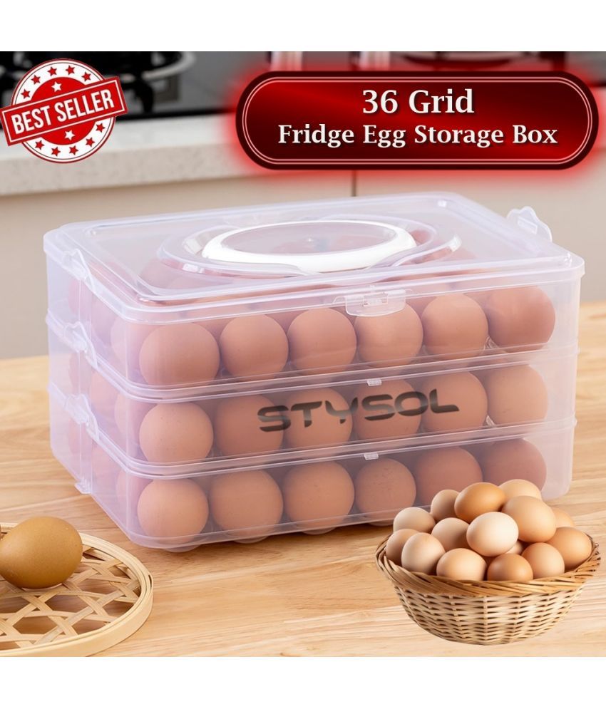     			Stysol Egg Box Plastic White Egg Container ( Set of 1 )