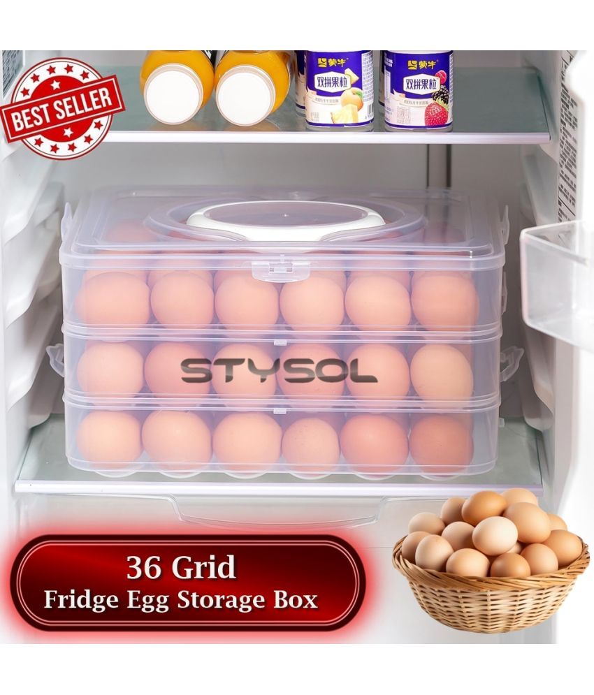     			Stysol Egg Storage Plastic White Egg Container ( Set of 1 )