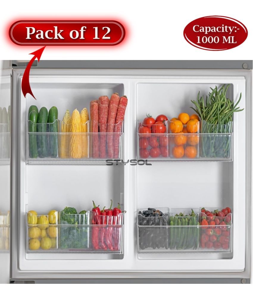     			Stysol Fridge container Plastic White Multi-Purpose Container ( Set of 12 )