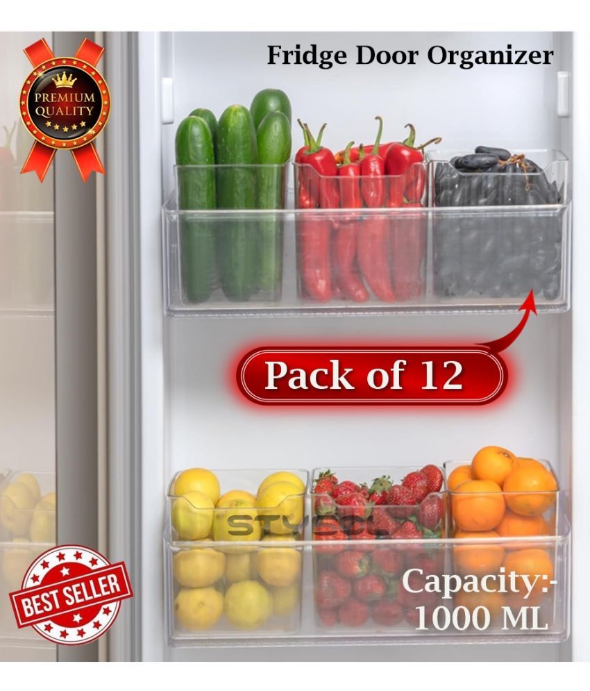     			Stysol Fridge container Plastic White Multi-Purpose Container ( Set of 12 )