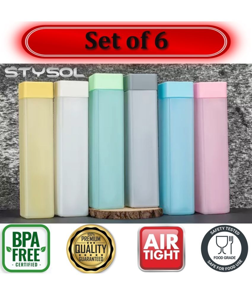     			Stysol Frosty Water Bottel  Multicolour Plastic Fridge Water Bottle 1000 mL ( Set of 6 )