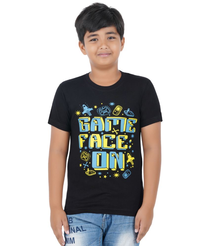     			kukke Pack of 1 Boys Cotton T-Shirt ( Black )