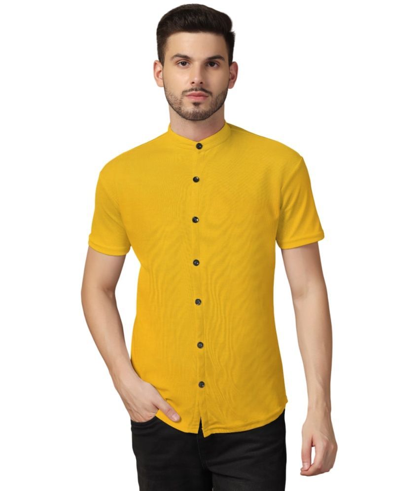     			Beyou Fashion Cotton Blend Regular Fit Solids Half Sleeves Men's Casual Shirt - Yellow ( Pack of 1 )