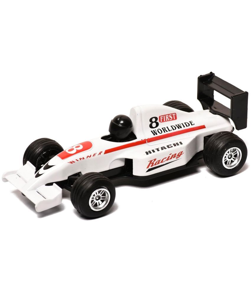     			Braintastic Pullback Friction Simulation Model Small Size Racing Car Miniature Vehicle Toys for Kids Age 3 + (White)