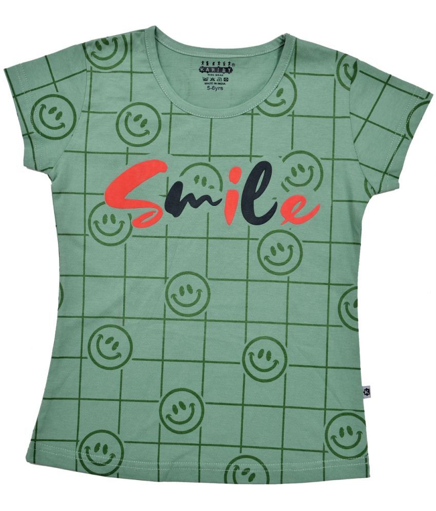     			Kariby Pack of 1 Girls 100% Cotton T-Shirt ( Green )