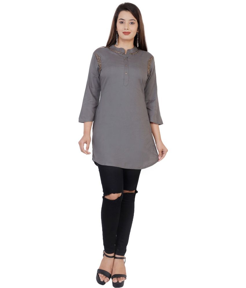     			Oh Mi Dios Grey Viscose Rayon Women's Regular Top ( Pack of 1 )