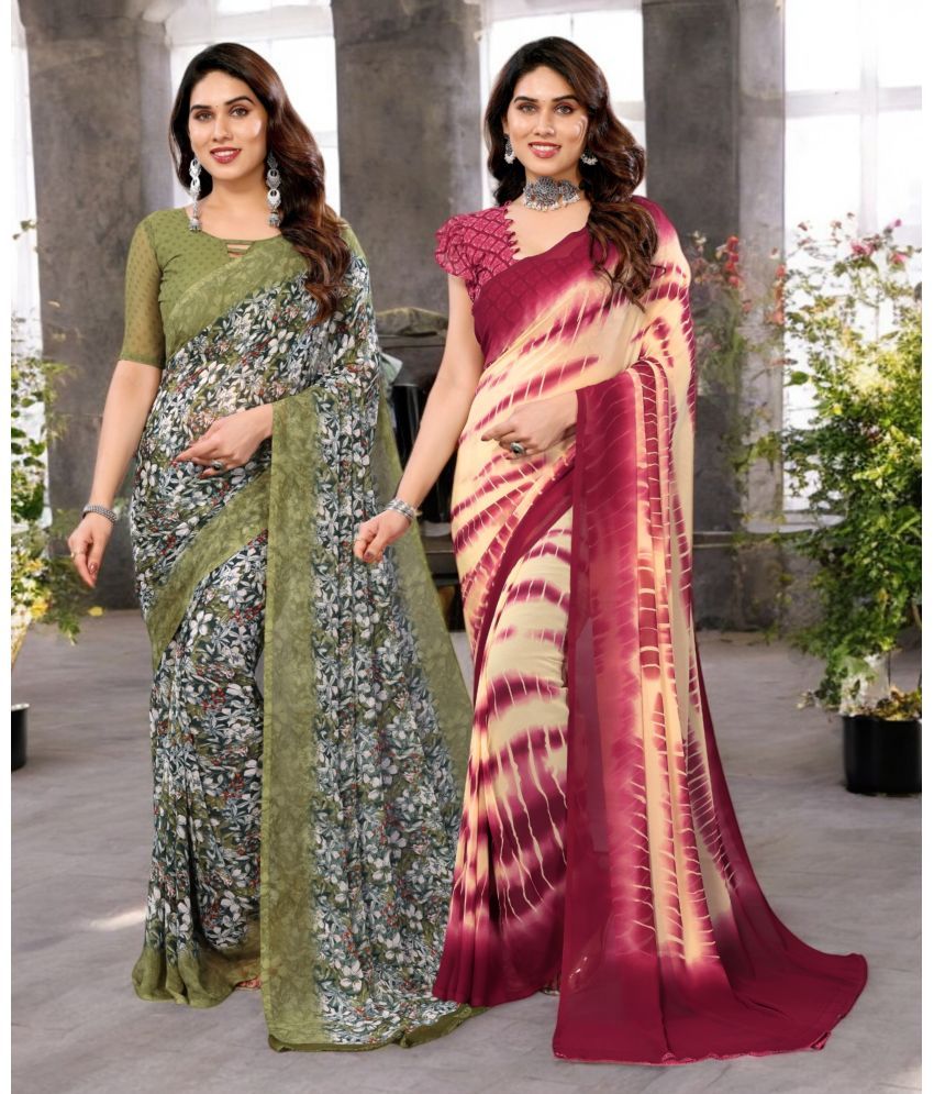     			TTH Georgette Printed Saree Without Blouse Piece ( Multicolor 13 , Pack of 2 )