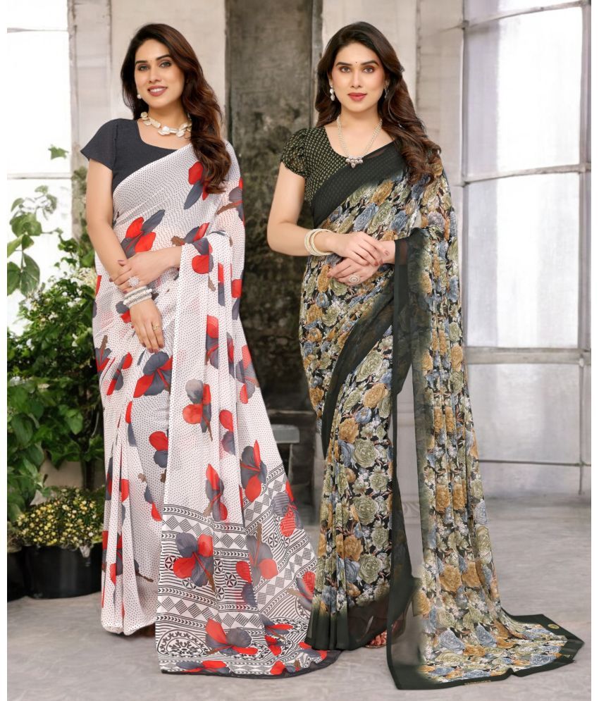     			TTH Georgette Printed Saree Without Blouse Piece ( Multicolor 17 , Pack of 2 )