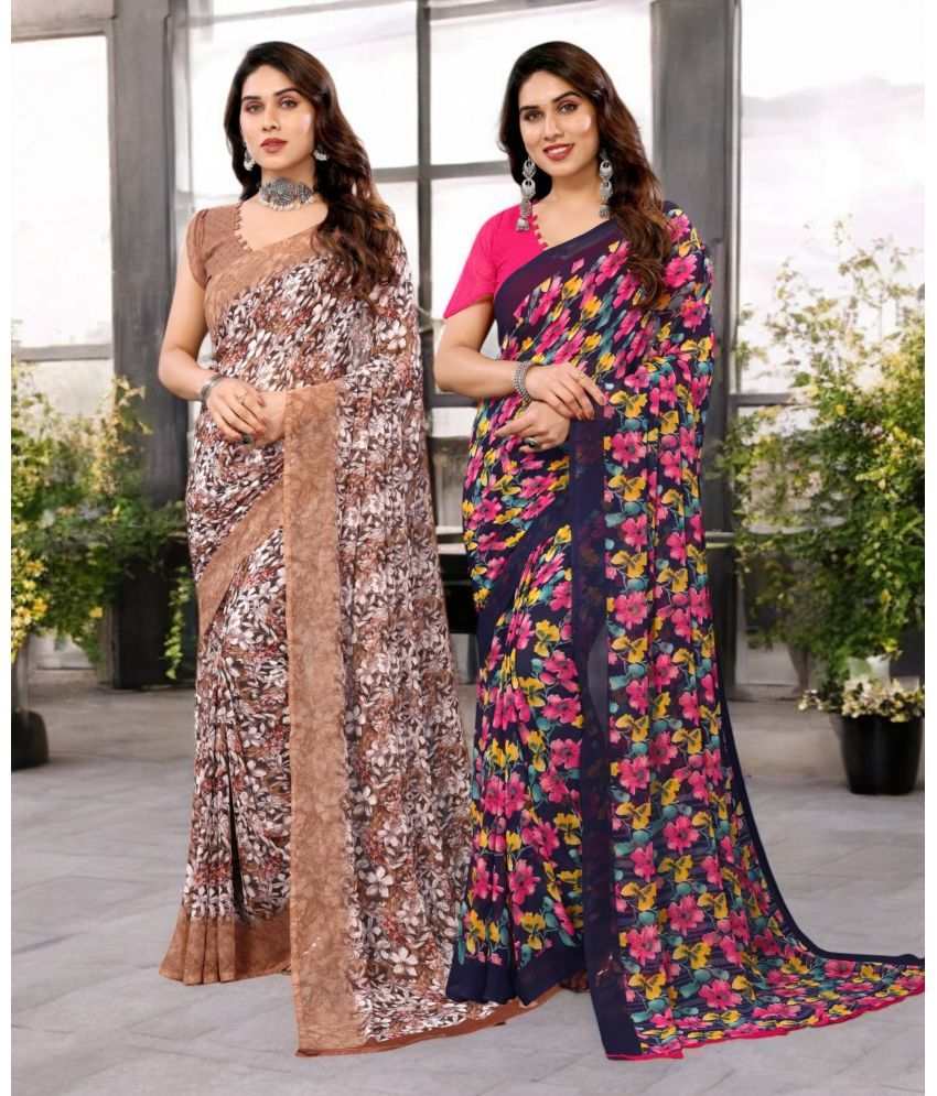     			TTH Georgette Printed Saree Without Blouse Piece ( Multicolor 20 , Pack of 2 )