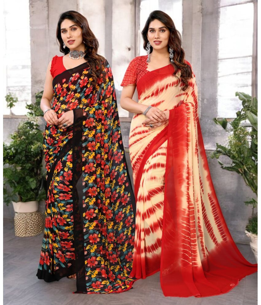     			TTH Georgette Printed Saree Without Blouse Piece ( Multicolor 4 , Pack of 2 )