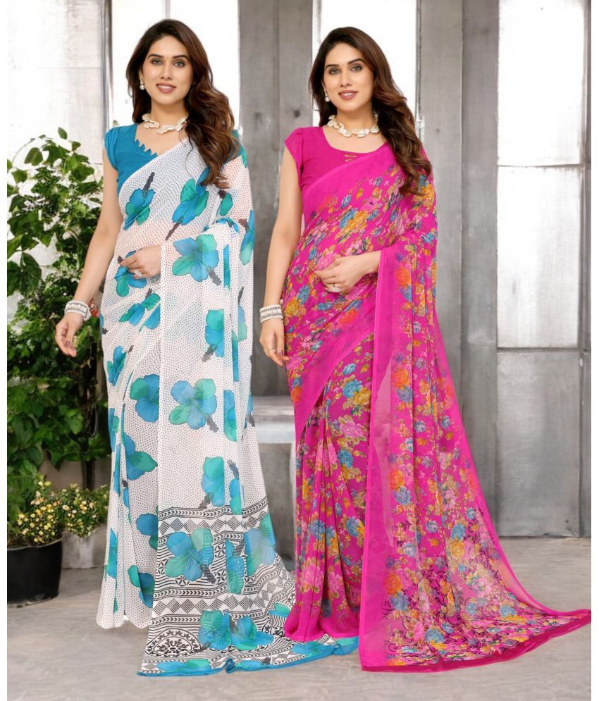     			TTH Georgette Printed Saree Without Blouse Piece ( Multicolor 3 , Pack of 2 )