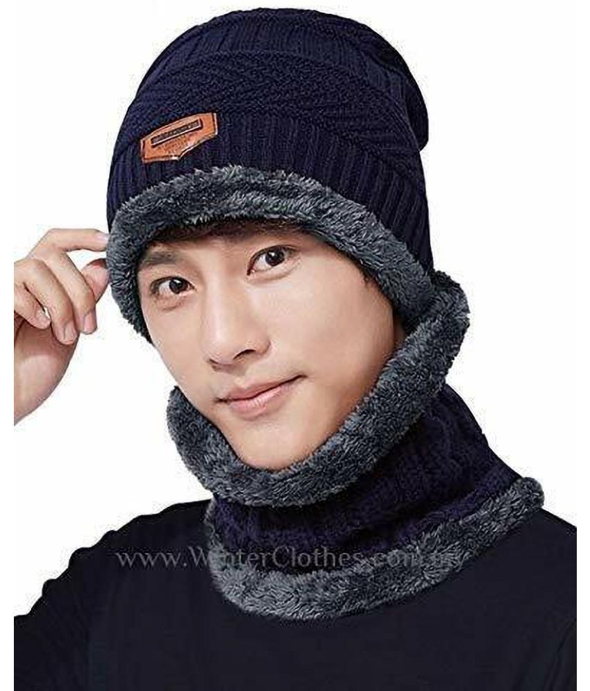     			Bolax Pack of 1 Woollen Men's Cap ( Blue )