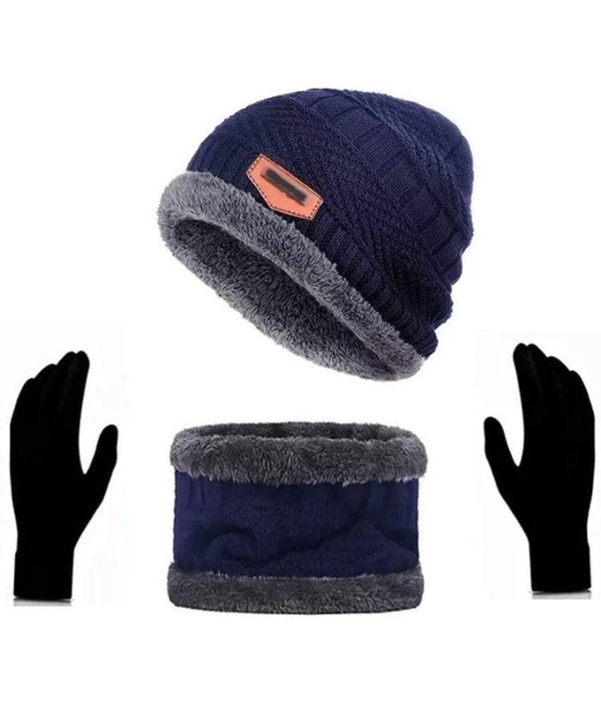     			Bolax Pack of 2 Woollen Men's Cap ( Blue )