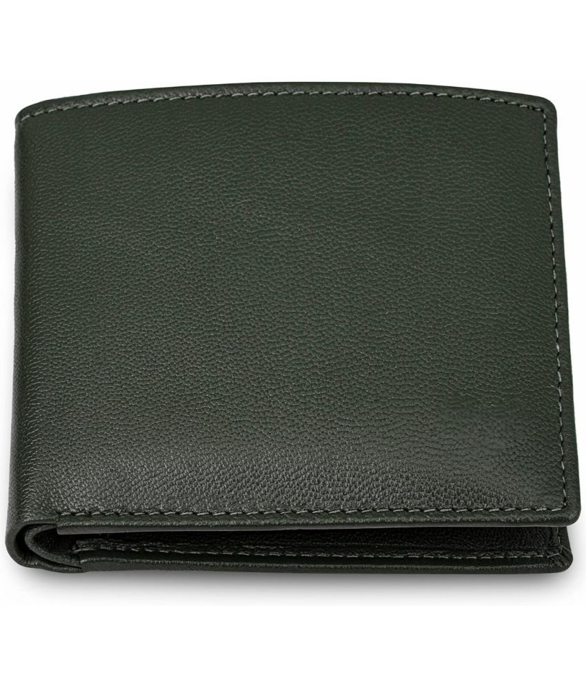     			HIDEFLIX 100% Leather Solid Men's Regular Wallet With 10 Slots For Card ( Green , Pack of 1 )