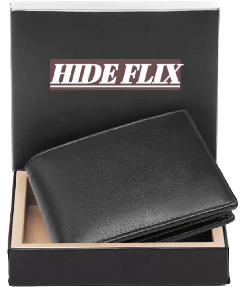     			HIDEFLIX 100% Leather Solid Men's Regular Wallet With 8 Slots For Card ( Black , Pack of 1 )