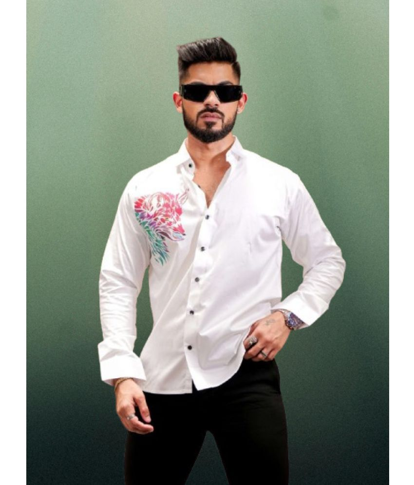     			IQIVLI Cotton Blend Regular Fit Printed Full Sleeves Men's Casual Shirt - White ( Pack of 1 )