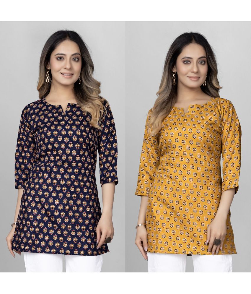     			KALAVRITTA Pack of 2 Cotton Blend Printed Straight Women's Kurti - ( Multicolor )