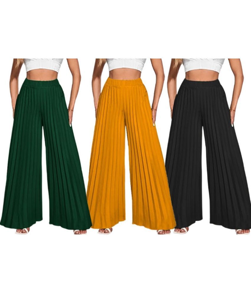     			Lecowar Pack of 3 Polyester Straight Women's Palazzos ( Multicolor 6 )