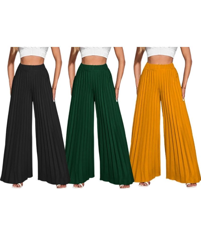     			Lecowar Pack of 3 Polyester Straight Women's Palazzos ( Multicolor 11 )