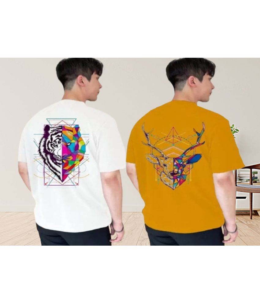     			Lecowar Polyester Regular Fit Printed Half Sleeves Men's Round T-Shirt - Multicolor1 ( Pack of 2 )