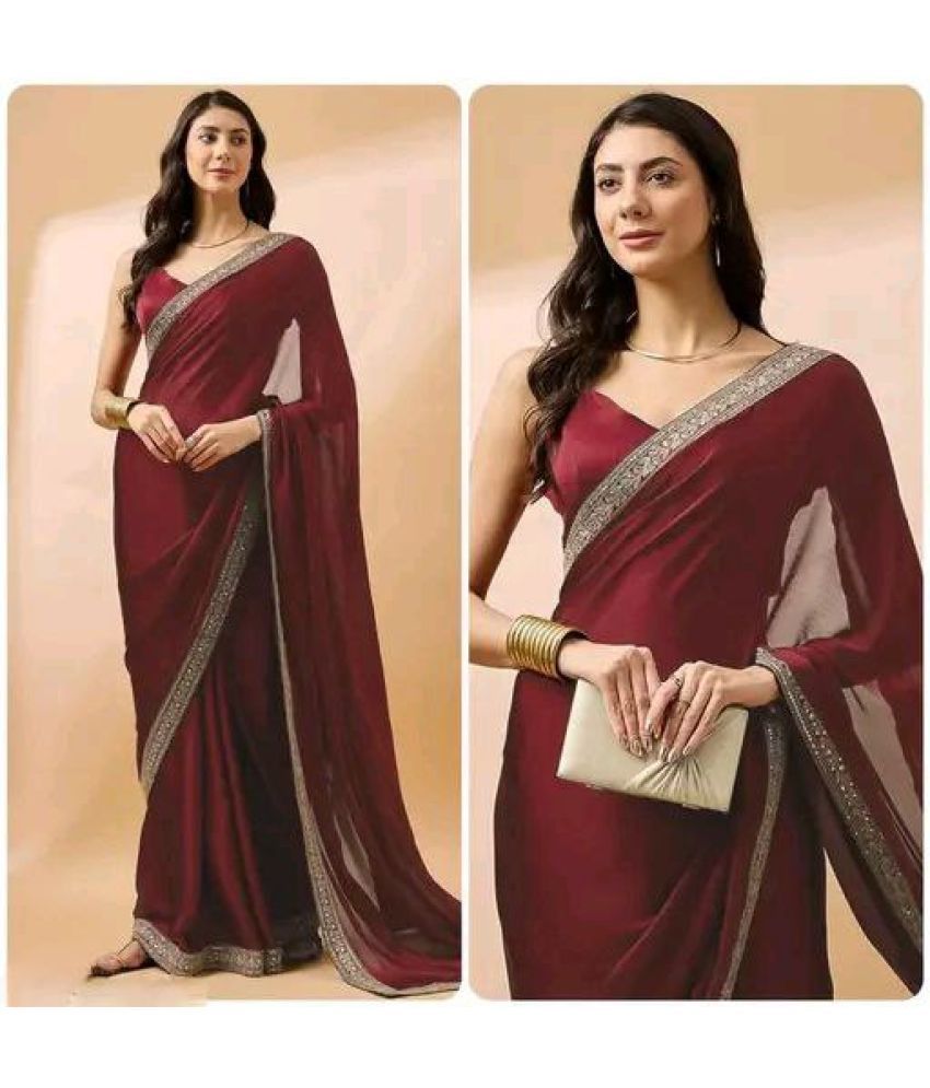     			Nil Madhav Art Silk Blend Embellished Saree With Blouse Piece ( Maroon , Pack of 1 )