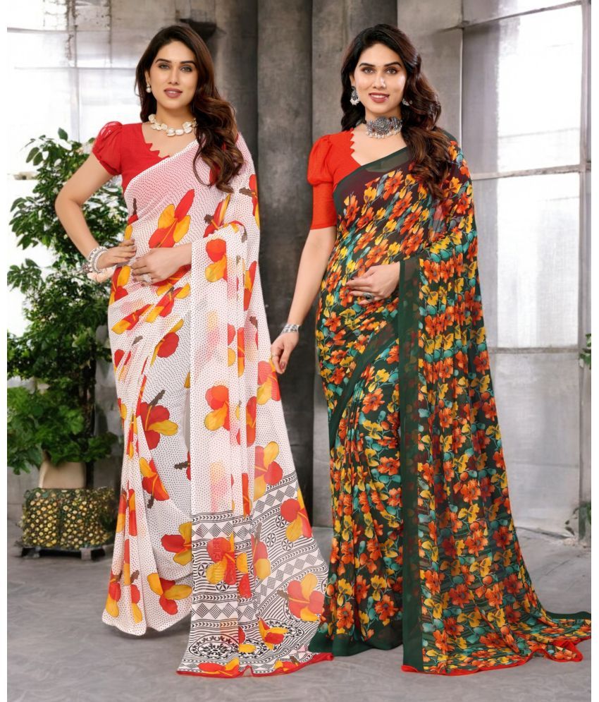     			TTH Georgette Printed Saree Without Blouse Piece ( Multicolor 12 , Pack of 2 )