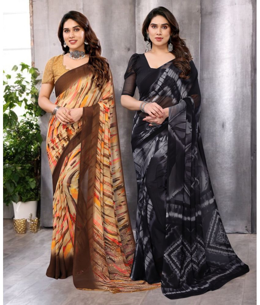     			TTH Georgette Printed Saree Without Blouse Piece ( Multicolor 13 , Pack of 2 )