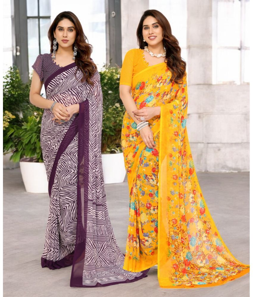     			TTH Georgette Printed Saree Without Blouse Piece ( Multicolor 17 , Pack of 2 )