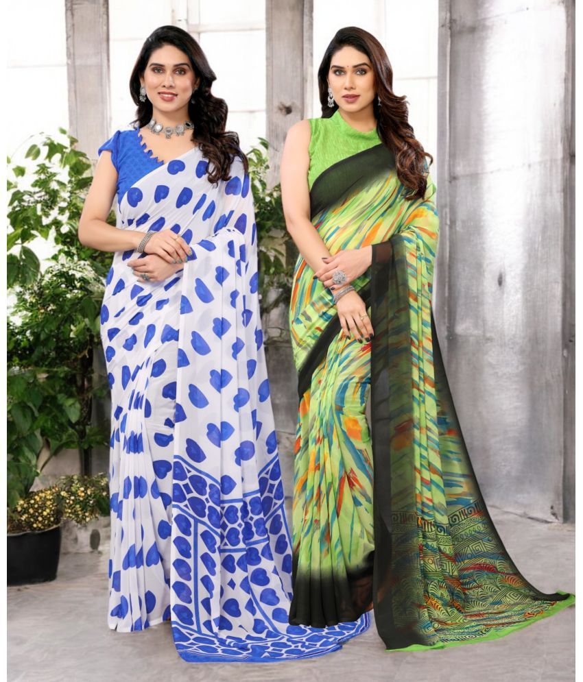     			TTH Georgette Printed Saree Without Blouse Piece ( Multicolor 12 , Pack of 2 )