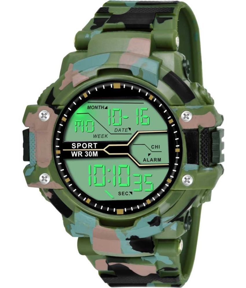     			chronorex Green Silicon Digital Men's Watch